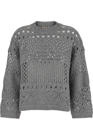 Twin-Set Truien, Dames, Grijs, S, Katoen, Gezellige Grijze Sweaters Maxi Maglia Warm