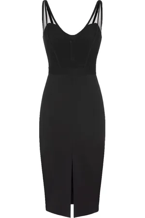 Elisabetta Franchi Kleedjes, Dames, Zwart, S, Tule, Zwarte Midi Jurk met Stretch Tule