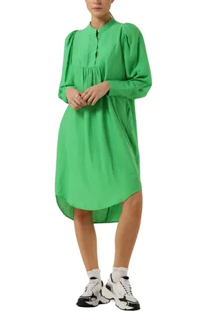 Co`Couture Kleedjes, Dames, Groen, S, Polyester, Callum Volume Jurk