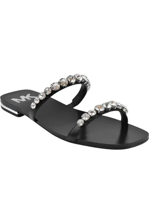 Michael Kors Schoenen, Dames, Zwart, 38 EU, Leer, Zwarte Platte Veterschoenen