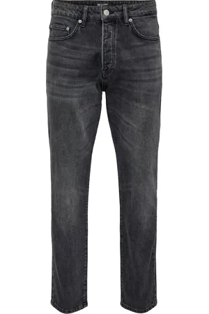 Only & Sons Jeans, Heren, Zwart, W32 L34, Denim, Tapered Zwarte Denim Jeans Freewear