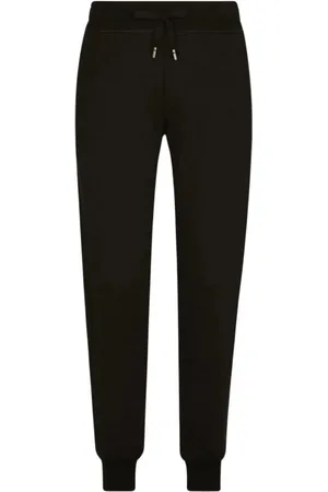 Dolce & Gabbana Broeken, Heren, Zwart, M, Katoen, Klassieke Logo Track Pants Zwart Katoen