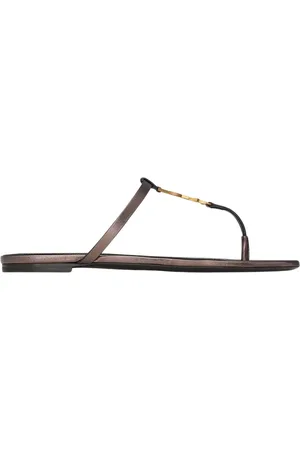 Saint Laurent Schoenen, Dames, Zwart, 39 EU, Leer, Stijlvolle sandalen voor de zomer