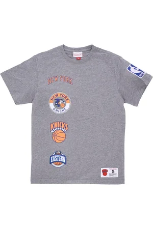 Mitchell & Ness Tops, Heren, Grijs, M, Katoen, NY Knicks T-shirt Grijs Heather