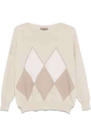 D.EXTERIOR Truien, Dames, , M, Wol, Geruite Gebreide Trui met Lurex Details