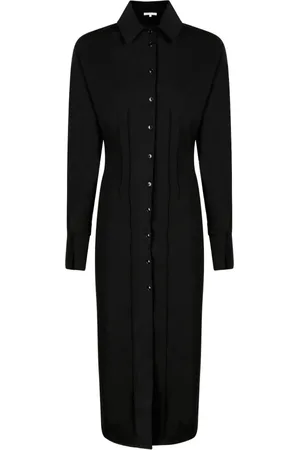 Patrizia Pepe Kleedjes, Dames, Zwart, 2Xs, Zwarte Chemisier Midi Jurk