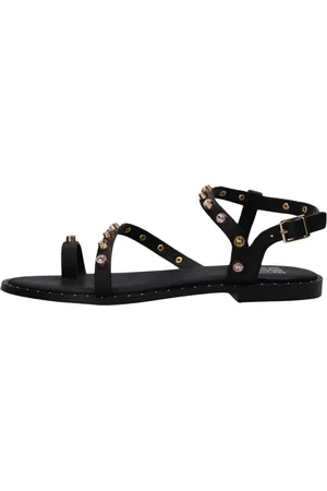 Bibi Lou Schoenen, Dames, Zwart, 36 EU, Leer, Zwarte Sandaal met Swarovski Kristallen