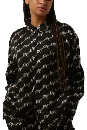 Co`Couture Blouses & Shirts, Dames, Zwart, XS, Katoen, Logo Oversized Shirt Casual Chic