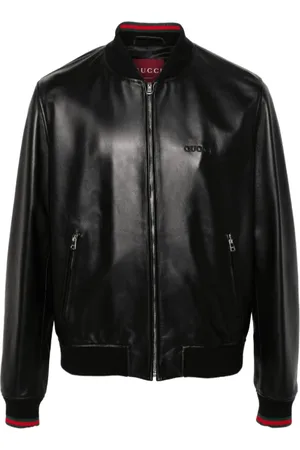 Gucci Jassen, Heren, Zwart, L, Wol, Geborduurde Zwarte Bomberjack