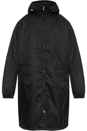 Gucci Mantels, Heren, Zwart, M, Monogram Jacquard Parka met Matte Finish