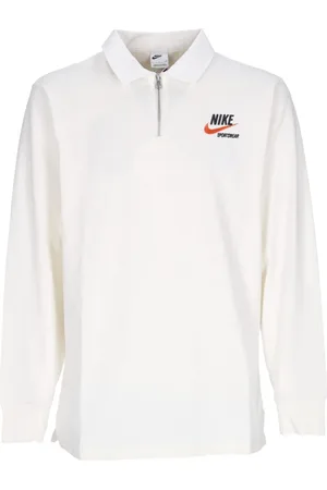 Nike Tops, Heren, Wit, M, Katoen, Lange Mouw Polo Sportkleding Trend Rugby
