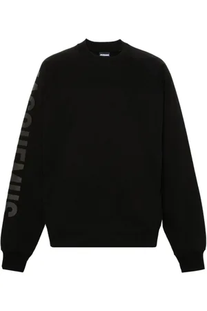 Jacquemus Sweatshirts & Hoodies, Heren, Zwart, XS, Katoen, Zwarte Crew Neck Sweater Flocked Logo