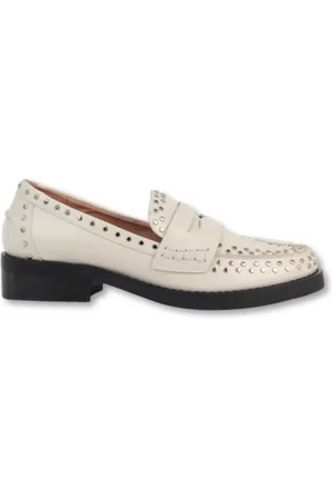 Bibi Lou Schoenen, Dames, Wit, 36 EU, Leer, Studded Loafer - The Roberta