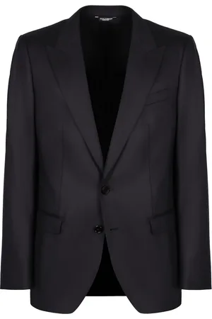 Dolce & Gabbana Jassen, Heren, Blauw, XL, Wol, Wollen Blazer Revers Kraag Zakken