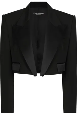 Dolce & Gabbana Jassen, Dames, Zwart, S, Satijn, Zwarte Satijnen Finish Open Front Jas