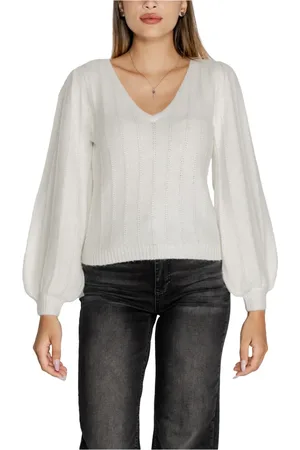 Guess Truien, Dames, Wit, S, Wol, Gestructureerde trui Herfst/Winter collectie