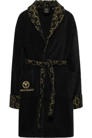Carlo Colucci Nachtkleding & Lounge, Dames, Zwart, XL, Gouden Velours Jacquard Badjas