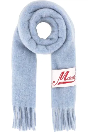 Marni Accessoires, Dames, Blauw, ONE Size, Wol, Alpaca Blend Poederblauwe Sjaal
