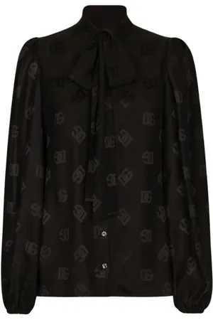 Dolce & Gabbana Blouses & Shirts, Dames, Zwart, XL, Katoen, Casual Katoenen Overhemd