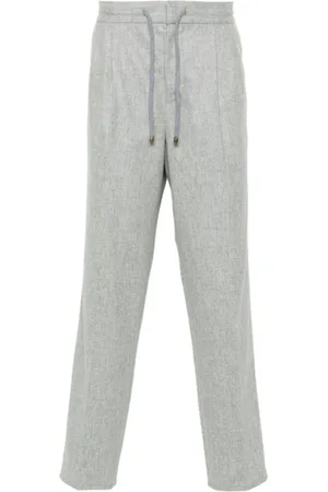 Brunello Cucinelli Broeken, Heren, Grijs, L, Wol, Lichtgrijze wollen broek met trekkoord