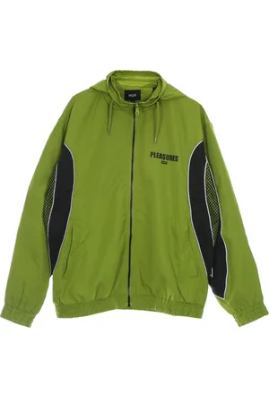 Huf Jassen, Heren, Groen, S, Polyester, Groene Track Jacket met reflecterende details