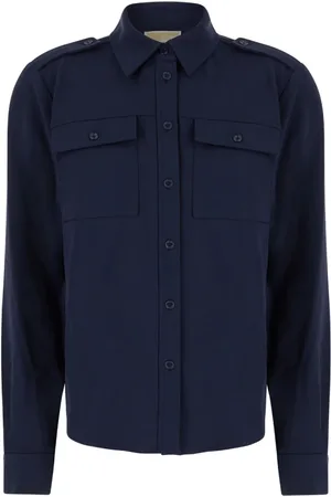 Michael Kors Blouses & Shirts, Dames, Blauw, XS, Polyester, Aansluitende Army Shirt