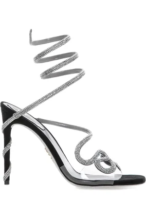 RENE CAOVILLA Schoenen, Dames, Grijs, 37 EU, Elegante Zwarte Sandalen met Stijl V547