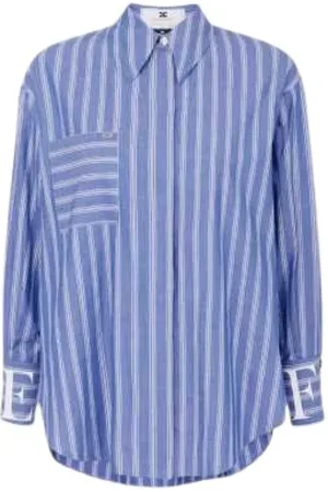 Elisabetta Franchi Blouses & Shirts, Dames, Blauw, L, Katoen, Blauw Gestreept Katoenen Liquette Shirt