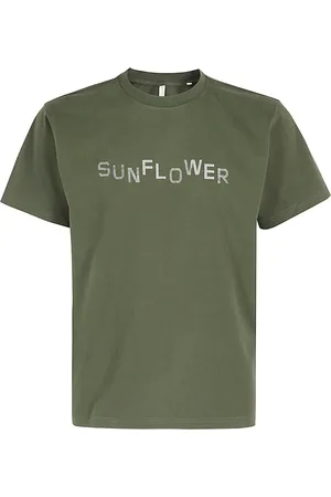 Sunflower Tops, Heren, Groen, S, Katoen, Stijlvol Overdyed Kortemouw Shirt