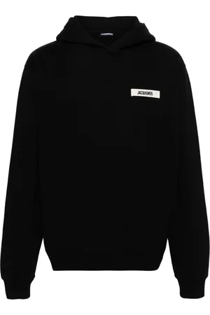 Jacquemus Sweatshirts & Hoodies, Heren, Zwart, L, Katoen, Luxe Katoenen Hoodie met Logo Patch
