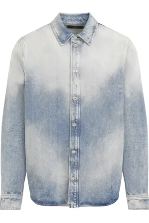 AMIRI Overhemden, Heren, Blauw, M, Katoen, Quad Interior Lange Mouwen Shirt