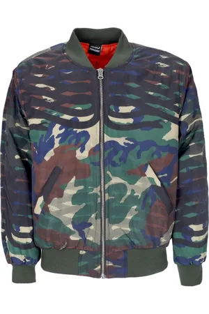 Propaganda Jassen, Heren, Veelkleurig, M, Polyester, Camo Bomberjack met Geribbelde Details