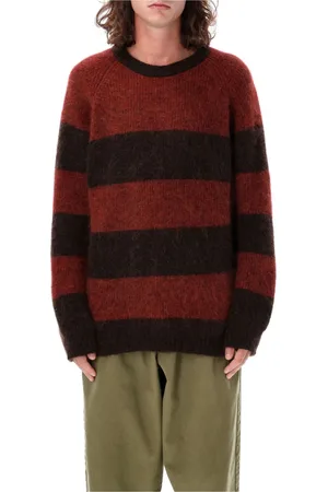 YMC YOU MUST CREATE Truien, Heren, Veelkleurig, L, Gestreepte Mohair Trui Rood Bruin