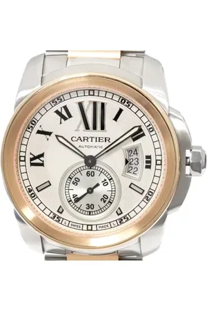 Cartier Pre-owned, Heren, Grijs, ONE Size, Leer, Pre-owned Metal watches