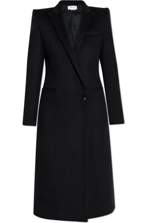 Alexander McQueen Mantels, Dames, Zwart, S, Wol, Wollen jas