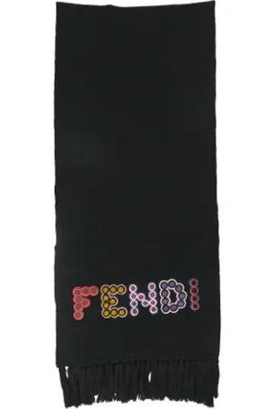 Fendi Pre-owned, Dames, Zwart, ONE Size, Wol, Pre-owned Wool scarves