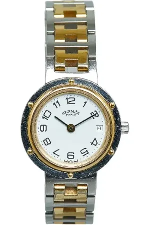 Hermès Pre-owned, Dames, Wit, ONE Size, Tweed, Pre-owned Metal watches