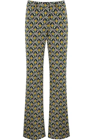 Etro Broeken, Dames, Veelkleurig, M, Katoen, Slim-fit palazzo broek met stropdas-geïnspireerde print