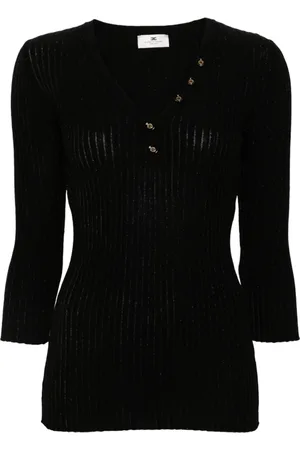 Elisabetta Franchi Truien, Dames, Zwart, L, Stijlvolle Gebreide Top