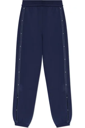 Emporio Armani Broeken, Dames, Blauw, L, Katoen, Trainingsbroek met zijstrepen