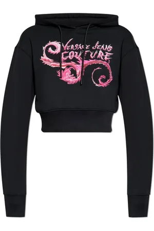 VERSACE Sweatshirts & Hoodies, Dames, Zwart, XS, Katoen, Gedrukte sweatshirt