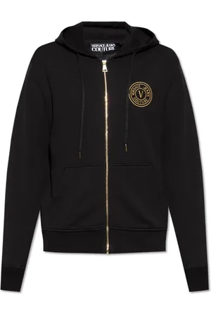 VERSACE Sweatshirts & Hoodies, Heren, Zwart, S, Katoen, Sweatshirt met logo