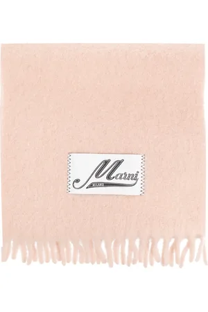 Marni Accessoires, Dames, Roze, ONE Size, Wol, Wollen Sjaal met Logo