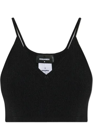 Dsquared2 Tops, Dames, Zwart, S, Geribbelde Top