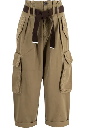 Pinko Broeken, Dames, Bruin, S, Katoen, Cargo Trend Hoge Taille Broek