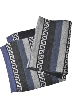 Fendi Pre-owned, Dames, Blauw, ONE Size, Wol, Pre-owned Canvas scarves