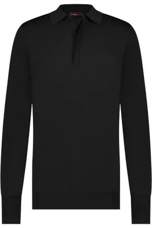Aeden Tops, Heren, Zwart, S, Zwarte Polo Lange Mouw