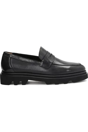 Kazar Schoenen, Heren, Zwart, 45 EU, Leer, Heren leren loafers op een dikke zool