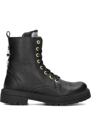 Develab Schoenen, Dames, Zwart, 33 EU, Leer, Meisjes Zwarte Leren Veterboots
