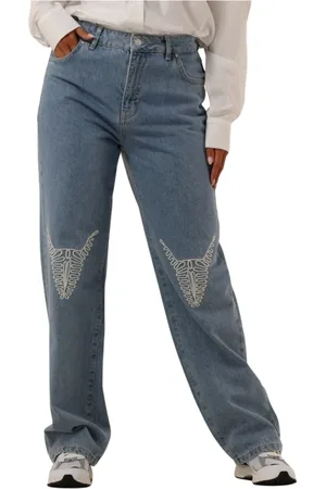 Alix the label Jeans, Dames, Blauw, L, Denim, Slim Fit Denim Bull Pants